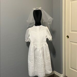 Elegant First Communion Dress and Veil set